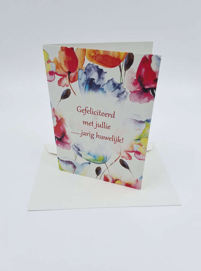 Wenskaart bloemen, gefeliciteerd met jullie … jarig huwelijk (F11090)