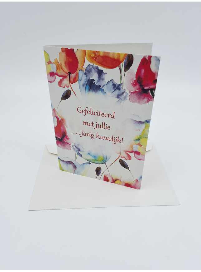 Wenskaart bloemen, gefeliciteerd met jullie … jarig huwelijk (F11090)