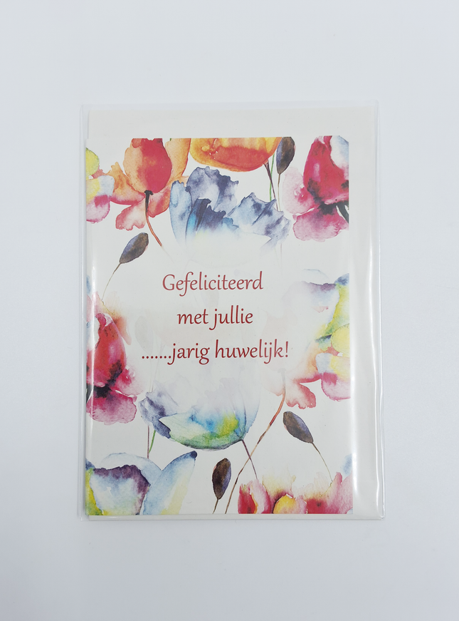 Wenskaart bloemen, gefeliciteerd met jullie … jarig huwelijk (F11090)