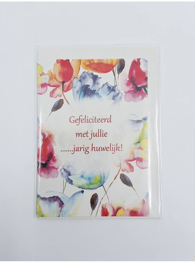 Wenskaart bloemen, gefeliciteerd met jullie … jarig huwelijk (F11090)