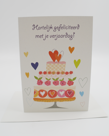 Wenskaart taart, Hartelijk gefeliciteerd met je verjaardag! (F11166)