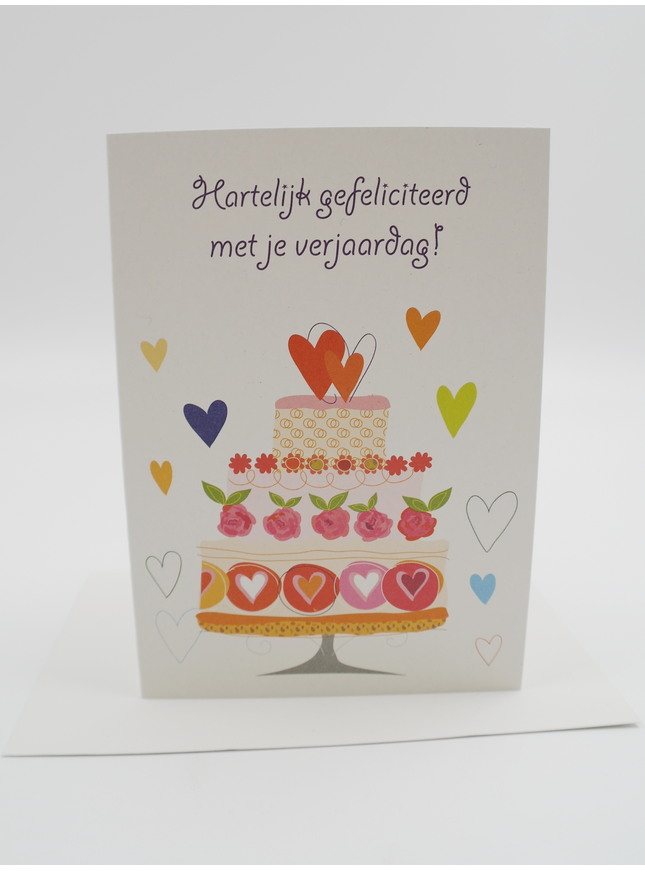 Wenskaart taart, Hartelijk gefeliciteerd met je verjaardag! (F11166)