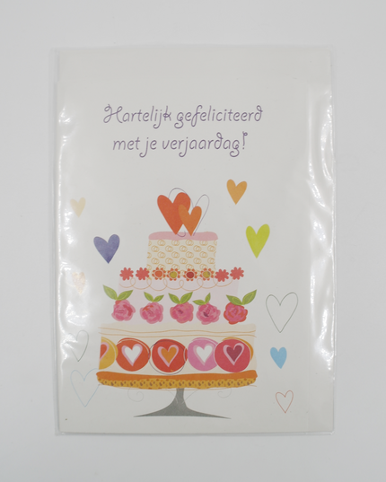 Wenskaart taart, Hartelijk gefeliciteerd met je verjaardag! (F11166)