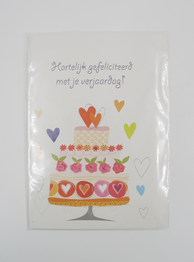 Wenskaart taart, Hartelijk gefeliciteerd met je verjaardag! (F11166)