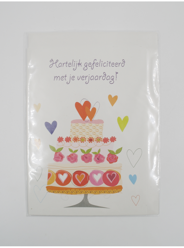 Wenskaart taart, Hartelijk gefeliciteerd met je verjaardag! (F11166)