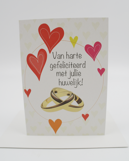 Wenskaart huwelijk en ringen, Van harte gefeliciteerd met jullie huwelijk! (F11169)