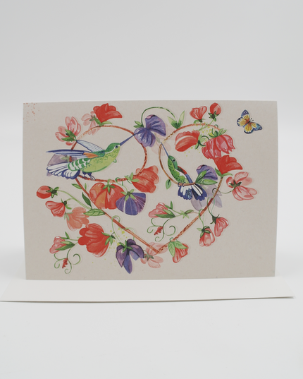 Wenskaart bloemen en vogels (F11172)