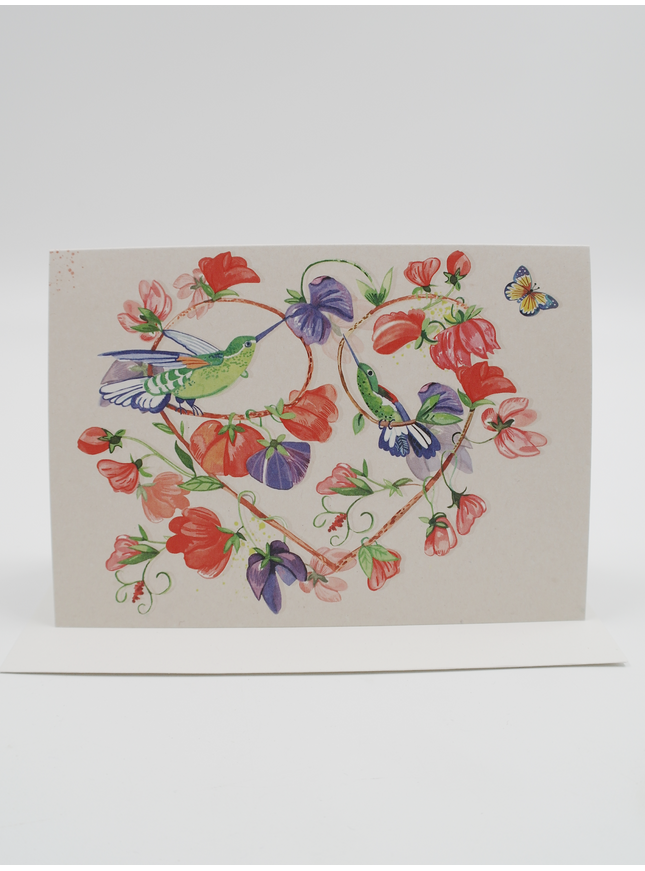 Wenskaart bloemen en vogels (F11172)