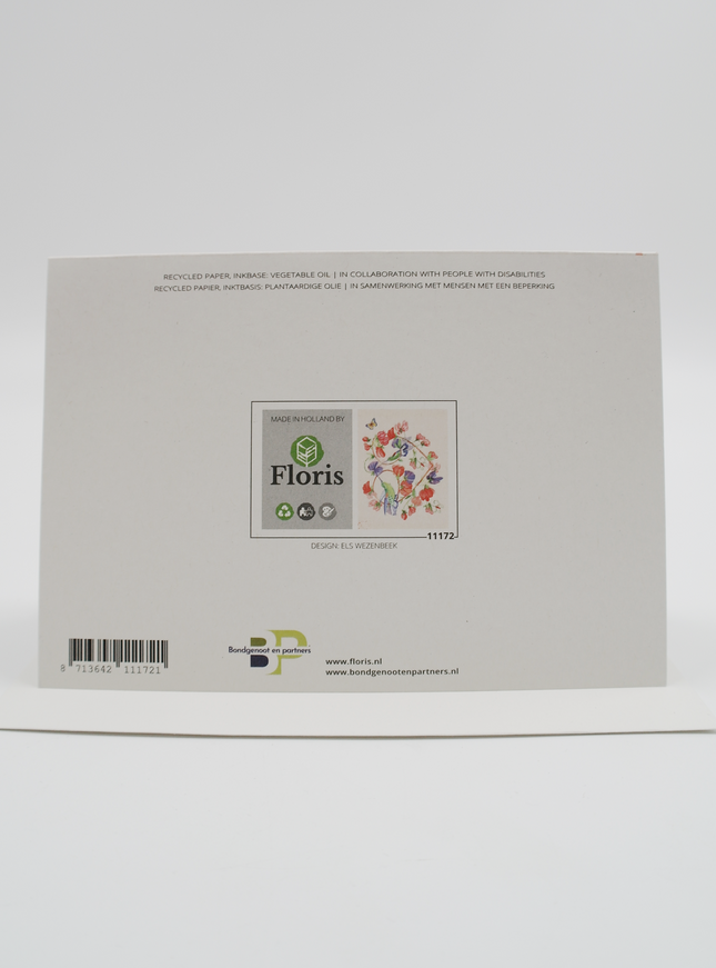 Wenskaart bloemen en vogels (F11172)