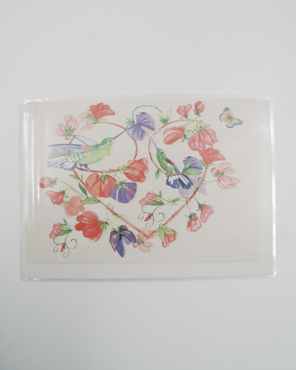Wenskaart bloemen en vogels (F11172)