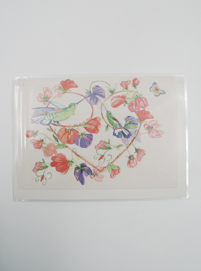 Wenskaart bloemen en vogels (F11172)