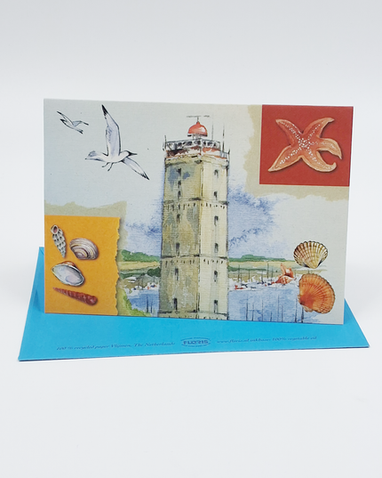 greeting card lighthouse, starfish (F11203)