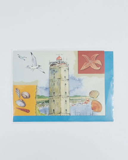 greeting card lighthouse, starfish (F11203)