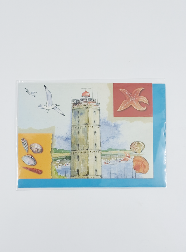 wenskaart vuurtoren, zeester (F11203)