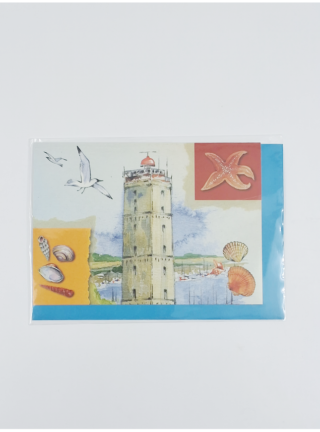 wenskaart vuurtoren, zeester (F11203)