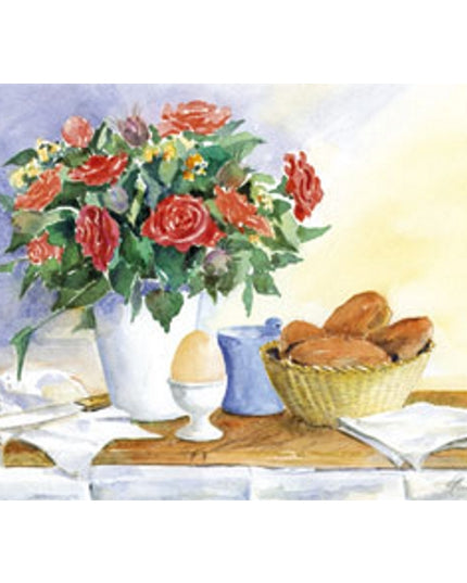 Greeting card breakfast with flowers (F11324)