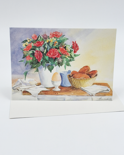 Greeting card breakfast with flowers (F11324)