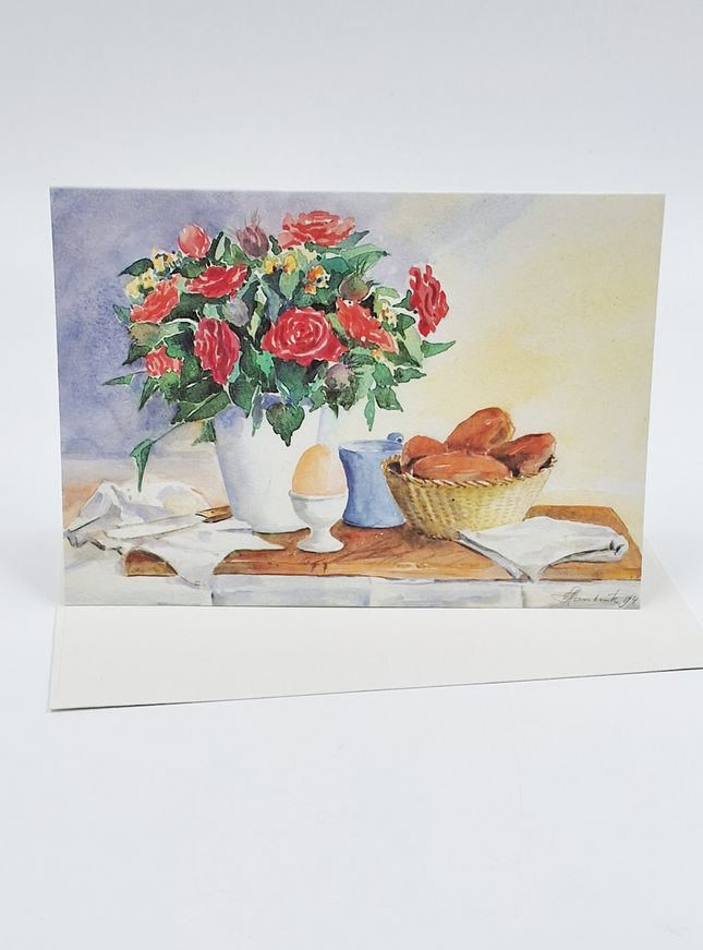 Wenskaart ontbijt met bloemen (F11324)
