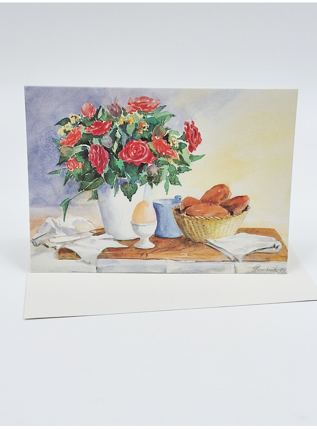 Wenskaart ontbijt met bloemen (F11324)