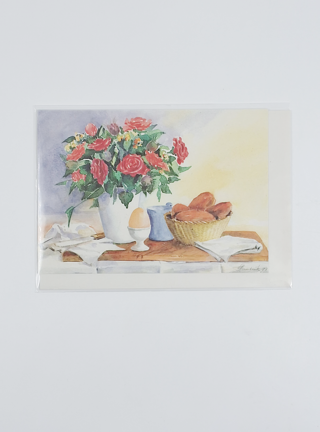 Wenskaart ontbijt met bloemen (F11324)