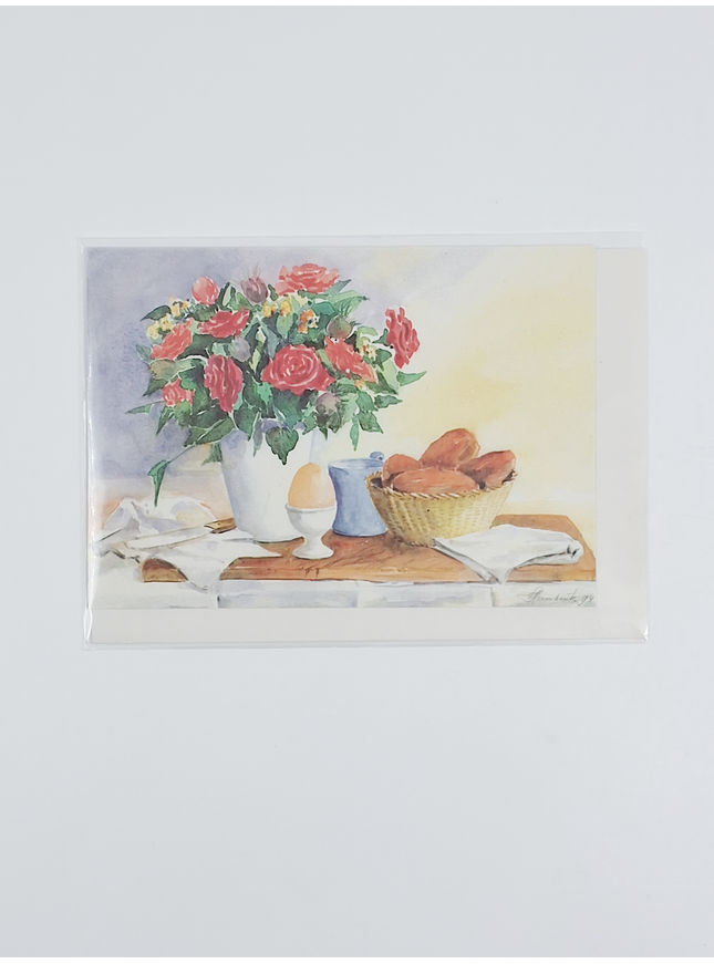 Wenskaart ontbijt met bloemen (F11324)