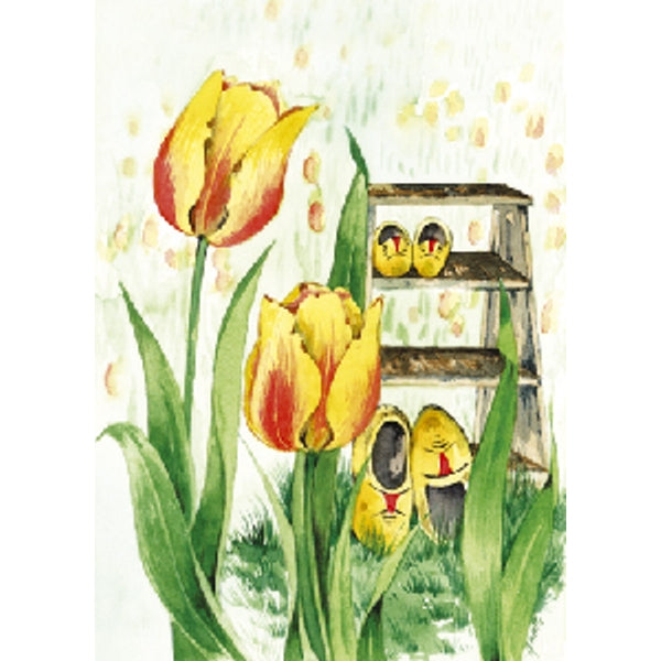 Wenskaart tulpen klompen (F11416)
