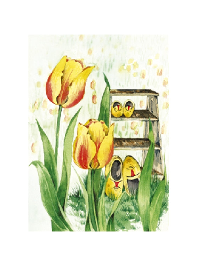 Wenskaart tulpen klompen (F11416)