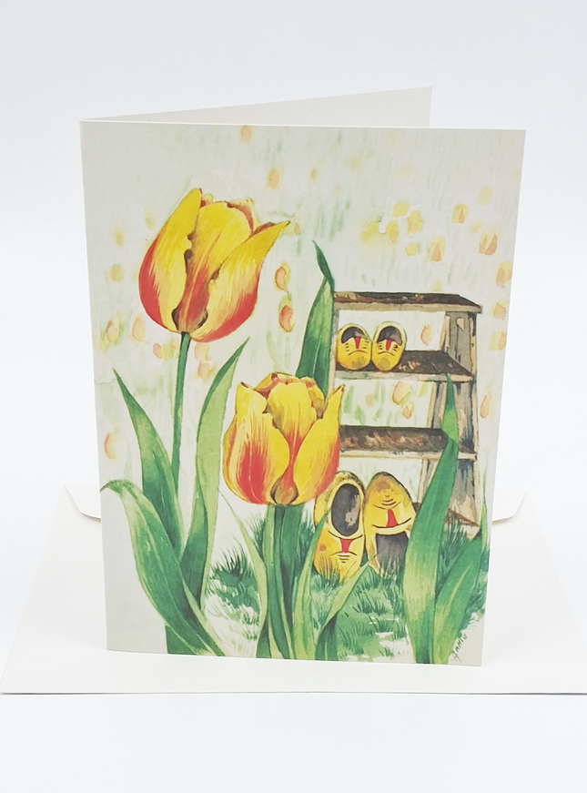 Wenskaart tulpen klompen (F11416)