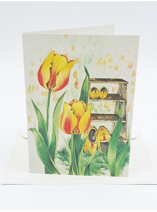 Wenskaart tulpen klompen (F11416)