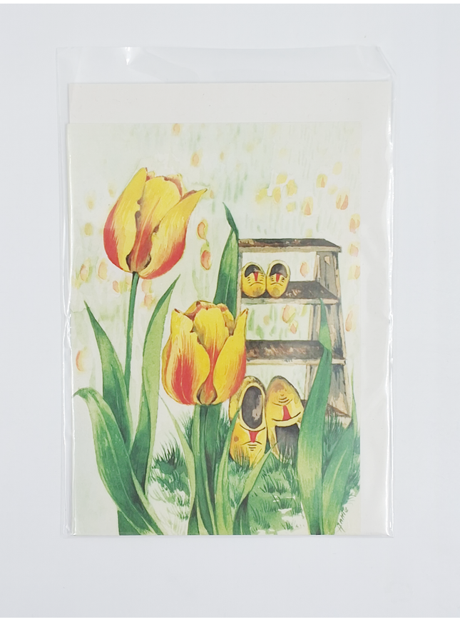 Wenskaart tulpen klompen (F11416)