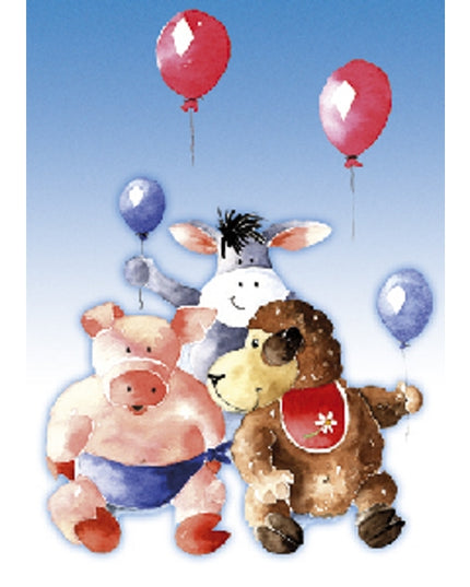 Wenskaart dieren ballon (F11422)