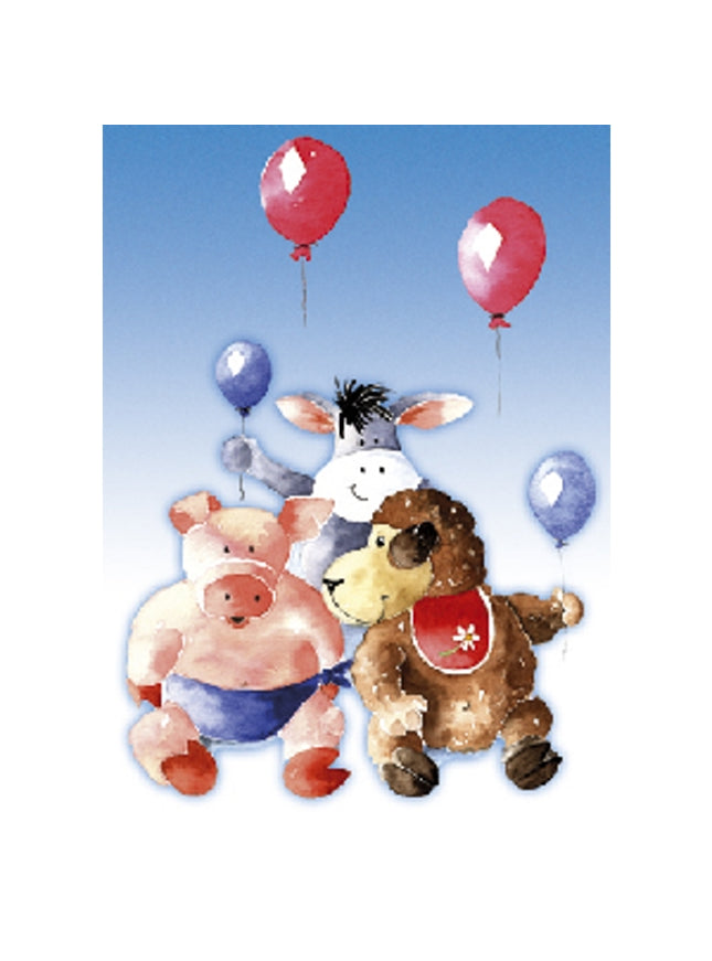 Wenskaart dieren ballon (F11422)