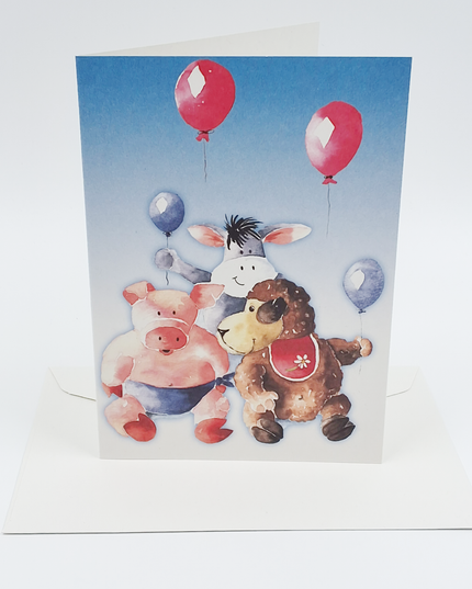 Wenskaart dieren ballon (F11422)