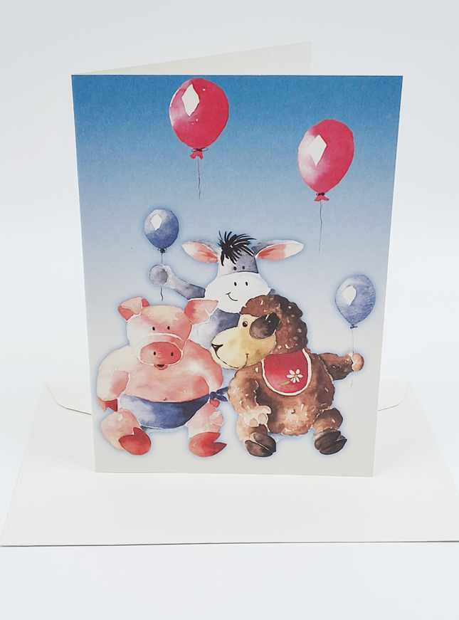 Wenskaart dieren ballon (F11422)