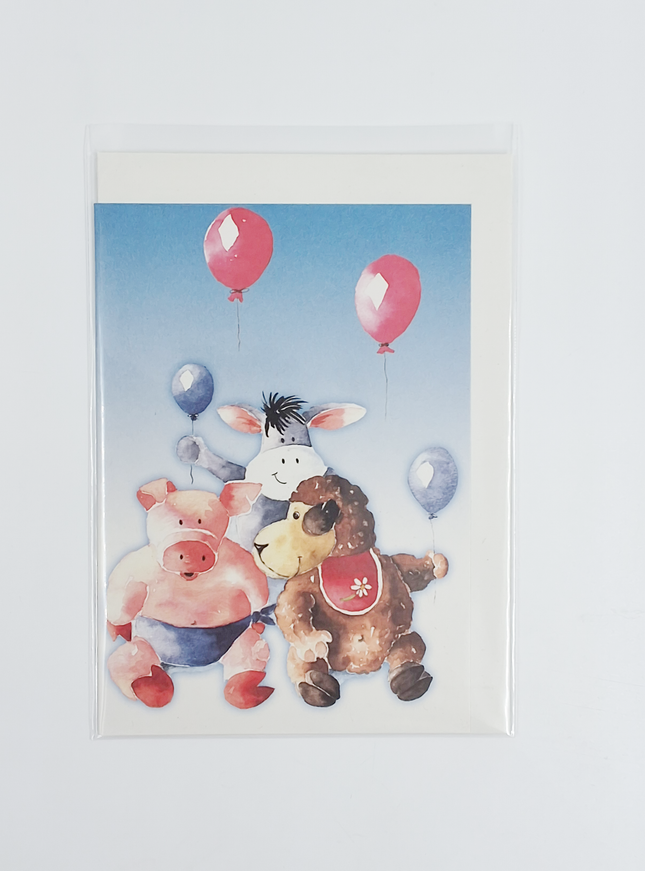 Wenskaart dieren ballon (F11422)