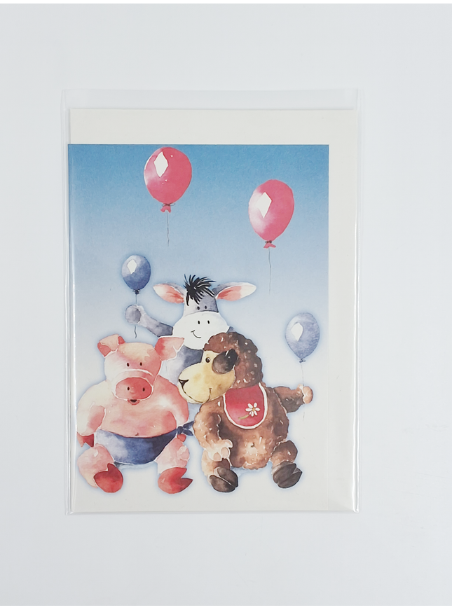 Wenskaart dieren ballon (F11422)