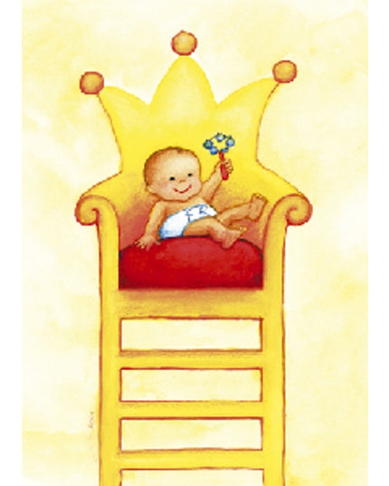 Wenskaart baby op troon (F11430)