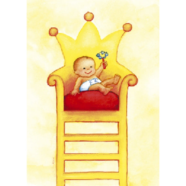 Wenskaart baby op troon (F11430)