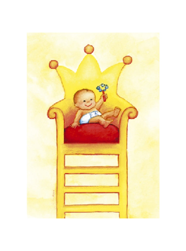Wenskaart baby op troon (F11430)