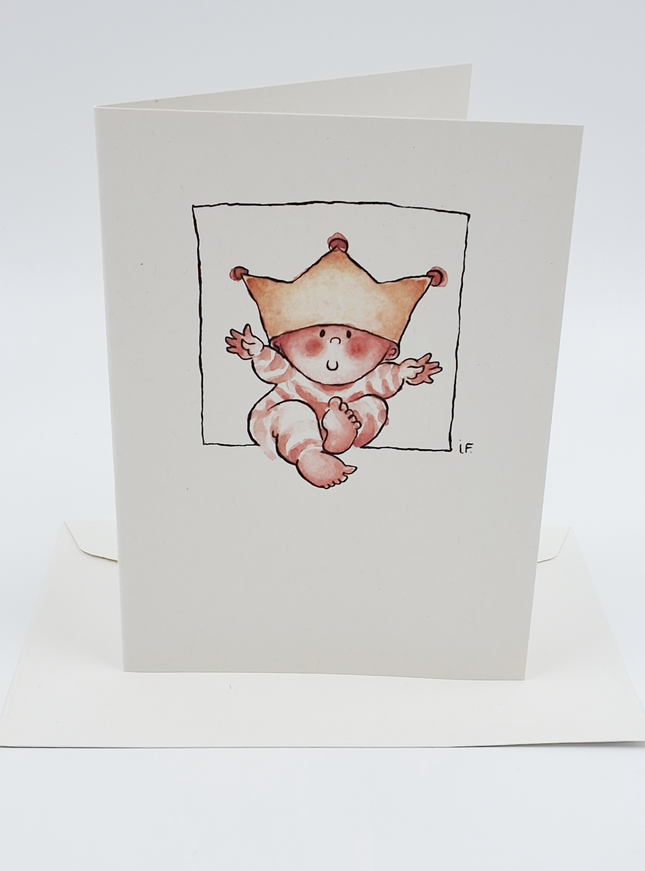 Wenskaart baby kroon (F11461)