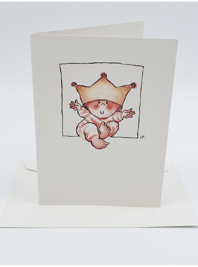 Wenskaart baby kroon (F11461)