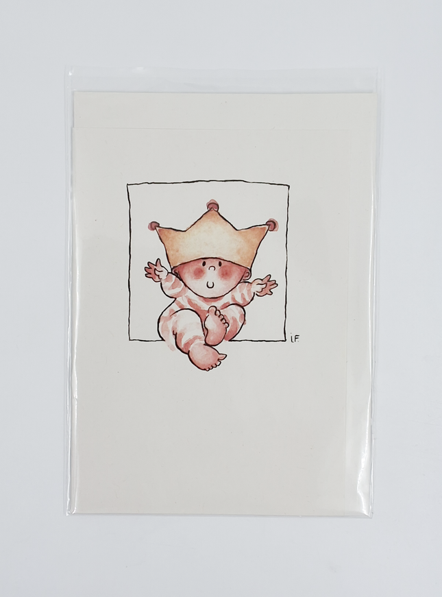 Wenskaart baby kroon (F11461)