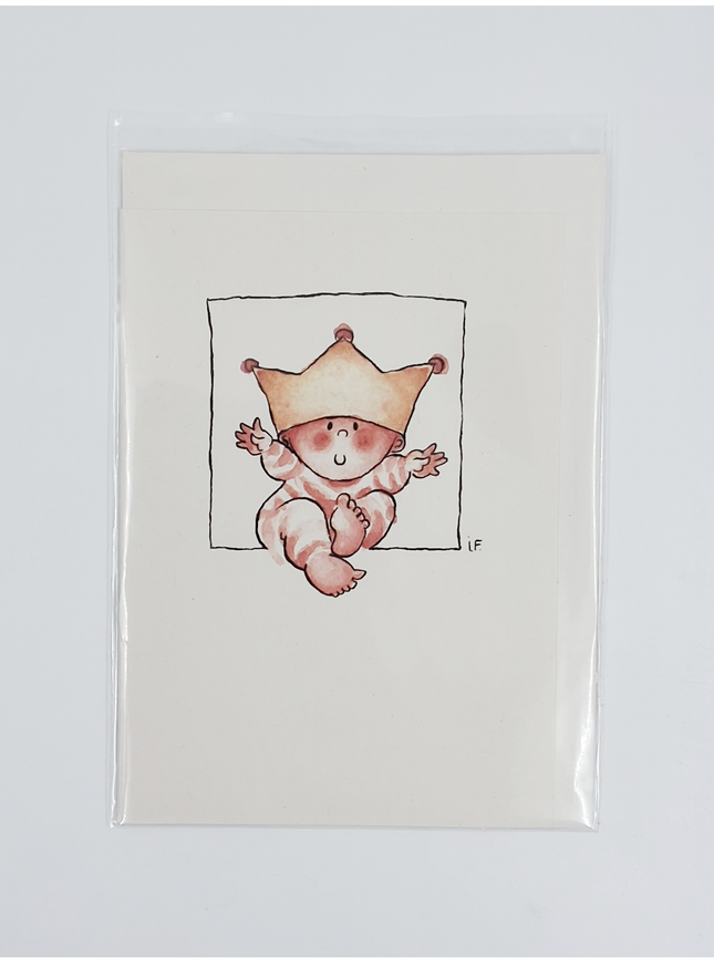 Wenskaart baby kroon (F11461)