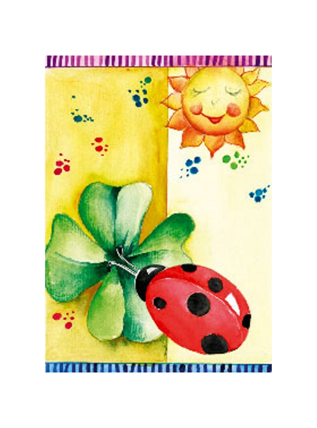 Greeting card ladybug clover sun (F11472)