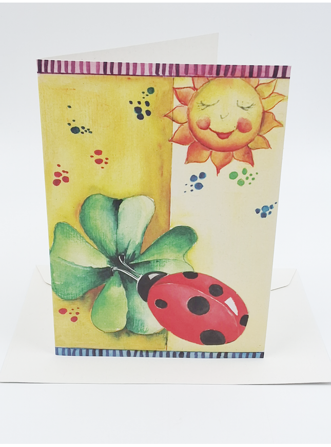 Greeting card ladybug clover sun (F11472)