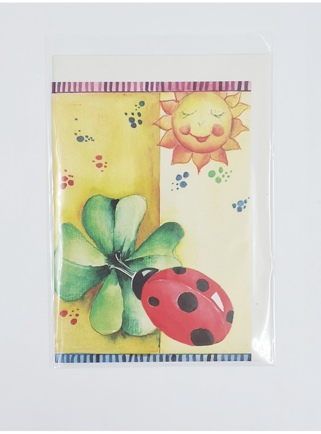 Greeting card ladybug clover sun (F11472)