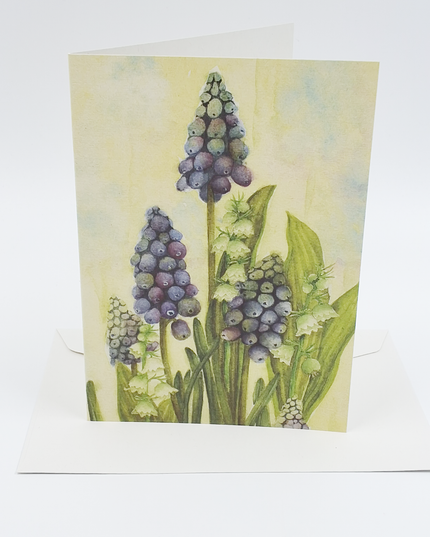 Greeting card blue grape hyacinths Muriel (F11597)
