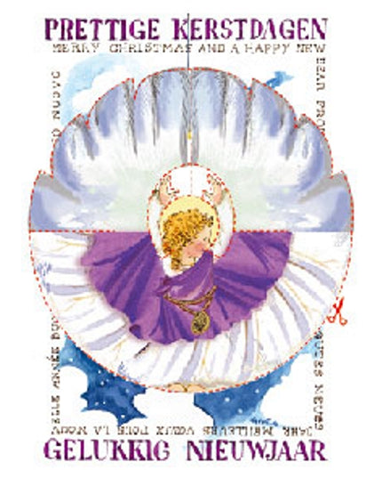 Greeting card clip card angel purple "Merry Christmas"