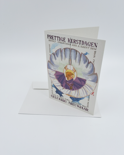 Greeting card clip card angel purple "Merry Christmas"