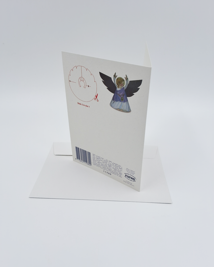 Greeting card clip card angel purple "Merry Christmas"